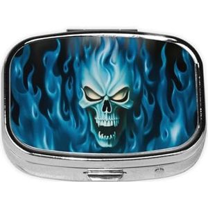 Vierkante pillendoos. Schedel - Medicijnpillendoosje met 2 compartimenten, waterdicht, zakpillenorganizer, draagbaar, voor zak- of portemonneepillendozen