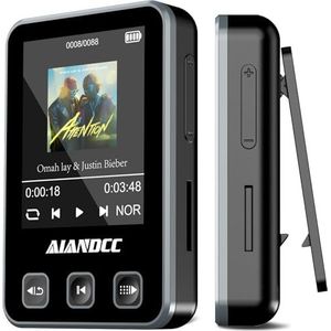 MP3-speler van 32 GB, met bluetooth-muziekweergave, display van 2,7 inch (1,7 cm), armband, bekabelde hoofdtelefoon inbegrepen, voor hardlopen, fitnessstudio, zwart