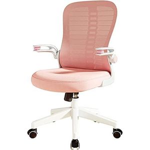 Student Studie Stoel Thuis Bureau Draaistoel Ergonomische Stoel Kantoor Computer Stoel 90 ° Flip Armsteun (Color : Rosa)