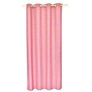 KraftKids Gordijn gouden lijnen op roze 100% katoen, stijlvolle gordijnen met oogjes, gordijnen 230 cm lang voor de kinderkamer