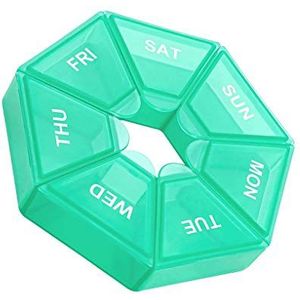 Pack van 2 pillendoosje 7 roosters opslag snoep dispenser draagbare huishoudelijke zak reizen organisatie container doos cyaan