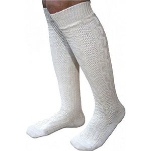 FROHSINN traditionele sokken voor heren, van het merk klederdrachtsokken, naar keuze in de kleuren wit of beige, in de maten 41 – 46 – ideaal voor leren broek