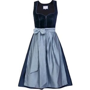 Edelnice Trachtenmode Exclusieve designer midi-dirndl Luna fluweel blauw incl. dirndlschort Gr. 32-54, blauw, 42