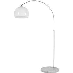Retro Design Booglamp - Staande Vloerlamp - Zilver - Opaalwit