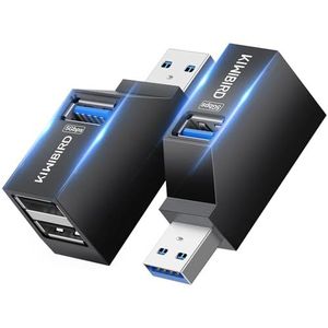 KiWiBiRD Mini-USB-hub met 3 poorten, 1 x USB 3.0, 2 x USB2.0, USB-splitter uitbreiding-adapter voor laptop, MacBook, desktop-pc, compatibel met flashdrive, printer, toetsenbord, muizen, headset
