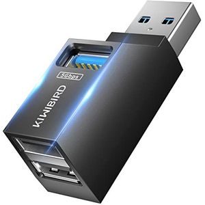 KiWiBiRD Mini-USB-hub met 3 poorten, 1 x USB 3.0, 2 x USB2.0, USB-splitter uitbreiding-adapter voor laptop, MacBook, desktop-pc, compatibel met flashdrive, printer, toetsenbord, muizen, headset