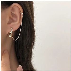 Oorclips 1pc Mode Goud Kleur Maan Ster Clip Oorbellen for Vrouwen Eenvoudig Nep Cartilage Lange Kwastje Oor Manchet Sieraden Gift Oorbellen (Style : 433)