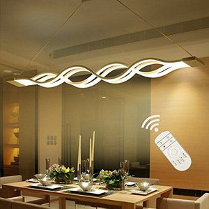 Moderne kroonluchter, 60 W LED hanglamp, plafondlamp voor woonkamer, slaapkamer, eetkamer, dimbaar met afstandsbediening