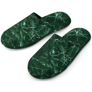 Groene Marmeren Volledige Print Vrouwen Slippers Warme Anti-Slip Rubber Zool Huis Schoenen Voor Indoor Hotel 36-37_(5.5-6)