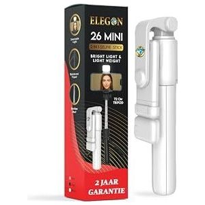 ELEGON 26 Mini 72 cm, 2 Year Warranty, Mobile Phone Tripod with Remote Control, 2-in-1 Selfie Stick, Tripod for Mobile Phone, Camera. (White, 72 CM)