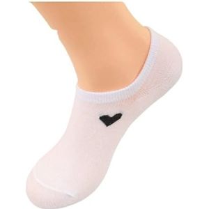 YIJIANUO No-Show-sokken voor dames, hartpatroon, zwart, wit en grijs, veelzijdig en klassiek, comfortabel, ademend, vochtafvoerend, 10 paar wit, 71 EU