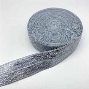 10/15/20/25mm glanzend elastisch lint vouw over spandex elastische band voor het naaien van kanten rand tailleband kledingaccessoire-zilvergrijs-20mm-2yards