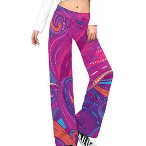 Bloemen Paisley Indiase damesbroek casual broek elastische taille lounge broek lange yogabroek rechte pijpen