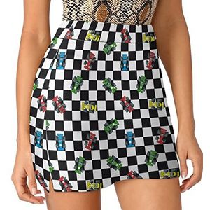 Race Car Dames Skorts Hoge Taille Tennisrok Gelaagde Korte Mini Rok Culottes Skorts Met Zakken 2XL