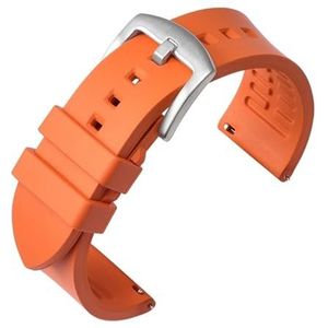 LUGEMA Quick Release Horloge Band 18mm 19mm 20mm 21mm 22mm 24mm Siliconen Rubber Band Horlogeband Bruin Oranje Zwart Waterdicht (Color : Orange-Silver, Size : 22mm)