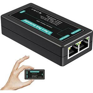 VIMIN 2-poorts Gigabit PoE-extender, 1-in-2 uitgangen PoE-repeater, ondersteuning IEEE802.3af/at met 1000 Mbps, extra uitbreiding van 100 m vermogen en gegevensoverdracht