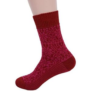 Hirsch Natur, Merino Sokken Snowstar, 100% Wol (biologisch), Papaver/Framboos, UK 8-9 / EU 42-43