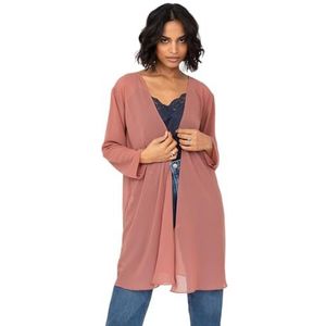 likemary Transparante kimono-vesten voor dames - elegante stofdoeken - lichtgewicht lange bedekkende jassen met open voorkant, ideaal voor jurken, Vieux Rose, M/L
