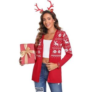 iClosam Dames Kerst Vest Lichtgewicht Lange Mouw Knop Top Dames Chunky Kabel Gebreide Rendier Gedrukte Vesten