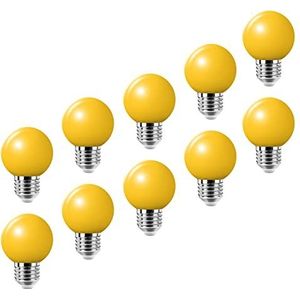 LED kleurrijke E27 gekleurde gloeilampen 2W = 20W decoratief licht en design 200 lumen AC 220V-240V decoratieve lamp in klasse golfbalvorm, Geel - verpakking van 10