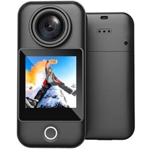 Actiecamera, C300 Pocket Action Camera 4K met lange batterijduur Video 30M waterdichte camera Sport Action Cam,voor fietsen, motorfietsen(Black)