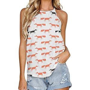 Fox Tanktop voor dames, zomer, mouwloos, T-shirts, halter, casual vest, blouse, print, T-shirt, M