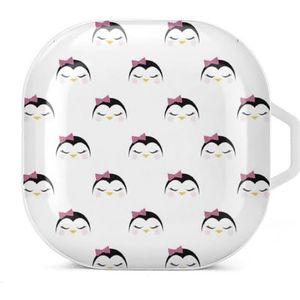 Pinguïn mooi meisje vlinderdas oordopjes hoesje compatibel met Samsung hard shell beschermhoes witte stijl