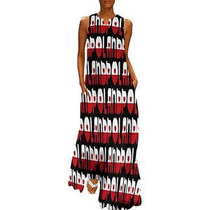 Polen vlag kunst print dames enkellengte jurk slim fit mouwloze maxi-jurk casual zonnejurk M