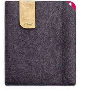 Stilbag vilten tas voor Huawei MediaPad M5 Lite 8 | Case gemaakt van Merino wolvilt en kurk met Stylus compartiment | Model KUNO in antraciet - roze | Tablet beschermhoes Made in Germany