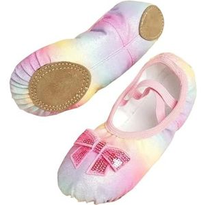 Sprankelende balletschoenen, dansschoenen, meisjes, ballerina's, schoenen, regenboog, pailletten, leer, zachte zolen, dansschoenen, sport, yogaschoenen, roze, 35 EU