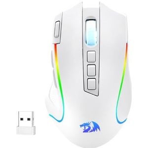 Redragon M612 PRO RGB Gaming Mouse 8000 DPI bedraad/draadloze met 9 programmeerbare toetsen & 6 verlichtingsmodi, BT & 2,4G draadloze ondersteuning, wit
