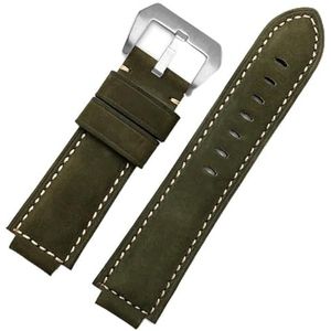 Echt lederen horlogeband T2n721 T2n720 Tw2t76500 Tide Series heren verhoogde mond horlogeband accessoires 16 mm (Color : Green-Steel-K11, Size : 24 x16mm)