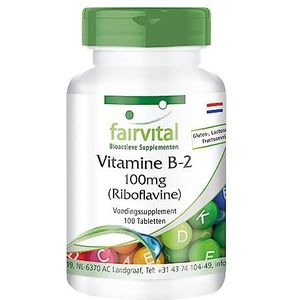 Fairvital | Vitamine B2 riboflavine 100mg tabletten - HOOG GEDOSEERD - VEGAN - 100 tabletten