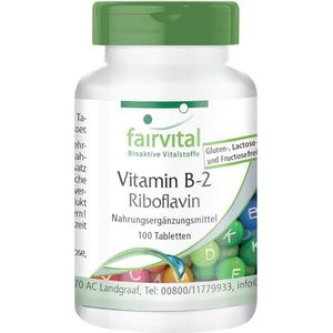 Fairvital | Vitamine B2 Riboflavine - 200mg per dag - 100 tabletten - HOOGGEDOSEERD - VEGAN