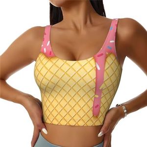 IJs en Wafel Patroon Print Casual Wear Vrouwen Sport Vest Yoga Vest Workout Vest Voor Vrouwen Lichtgewicht Trendy, Zwart, S