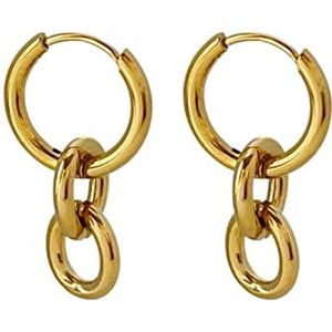 Triple Circle Link Chain Drop Earrings for Women Stainless Steel Geometric Dangle Earring 18K Gold Jewelry