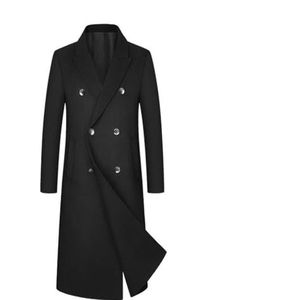SENLA Herfst-winterwollen jas, halflange, knielange, dubbelzijdige wollen kasjmierjas for heren (Color : Schwarz, Size : L)