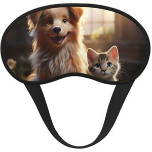 Slaapmasker voor zijslaper, zijden slaapmasker met elastische band, super zachte oogslaapschaduwhoes, honden en katten, verduisterende nachtblinddoek voor vrouwen mannen reizen