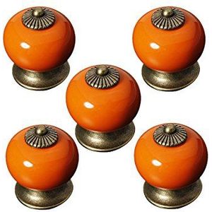 RetroKnobs, kastknoppen, 5 stuks mode ronde keramische keukenkast kast lade deurknoppen handgrepen (oranje)