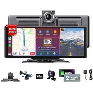 4K 10,26"" touchscreen auto DVR Dashcam draadloos Apple CarPlay Android Auto GPS Dual Lens videorecorder Dual Dash Cam DVR(Dual Camera-GPS)