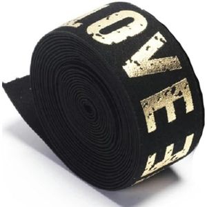 2/3/4cm elastische band afdrukken LOVE rubberen banden klassiek patroon brief liefde elastische riem voor kleding broeken naaibenodigdheden-goud 1 yard-2,5 cm