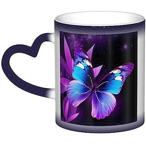 VducK Kleur veranderende mok 11oz gepersonaliseerde magische mok theekop paarse vlinder keramische koffiemok warmte geactiveerde kleur veranderende mok