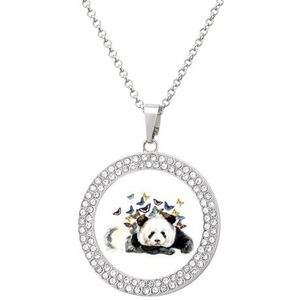 Panda En Vlinder Hanger Ketting Voor Vrouwen Mode-sieraden Custom Verjaardag Kerst Valentijnsdag Gift Zilver-stijl