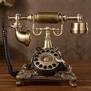 Telefoon Thuistelefoon Retro telefoon met hars en metalen behuizing, vintage stijl draaiknop Vaste telefoon met traditionele bel en drukknop