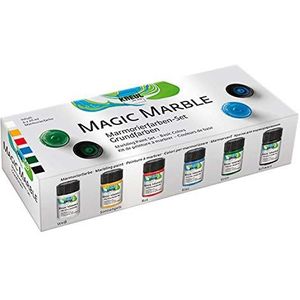 KREUL 73600 - Magic Marble Set van 6 x 20 ml blikjes marmerverf Voor marmer effecten door dompelen op hout, glas, enz