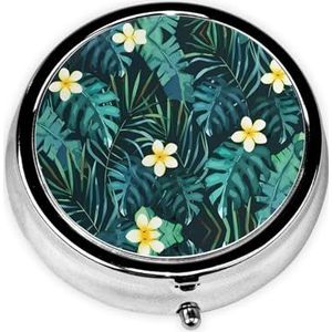 Hawaiiaanse draagbare pillendoos, 3 compartimenten medicijnpillenetui, bedrukte pillenorganizer voor zakportemonnee en reizen