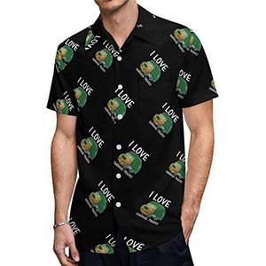 I Love Garbage vuilniswagens Hawaiiaanse shirts voor heren, casual overhemd met korte mouwen, knoopsluiting, vakantie, strandshirts, S