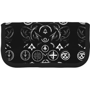 gopoo Supernatural Symbols Zwart Schattig Canvas Potlood Pouch - Georganiseerde Opslag voor Reizen & Dagelijks Gebruik Etui, Make-up Pouch