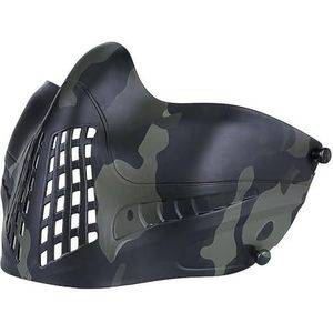Airsoft-Gezichtsbescherming voor Schietsporten Tactische Snelle Helm met Gespbevestiging Airsoft-Masker met Hoofdband(Black CP)