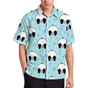 Grappige Panda Butt heren T-shirt met korte mouwen casual button down zomer strand top met zak